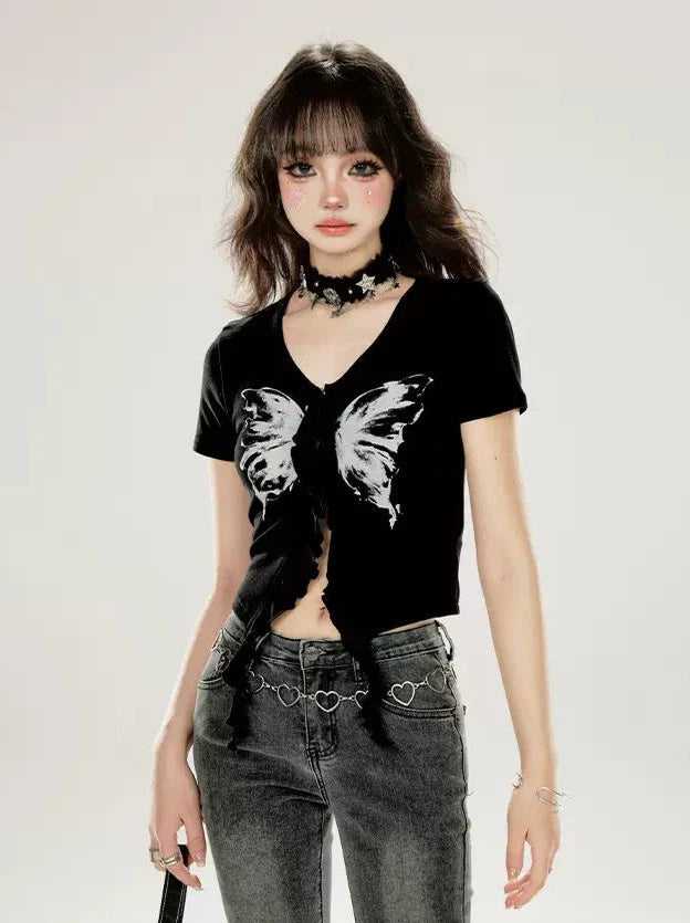 Short Black Top Butterfly Slim