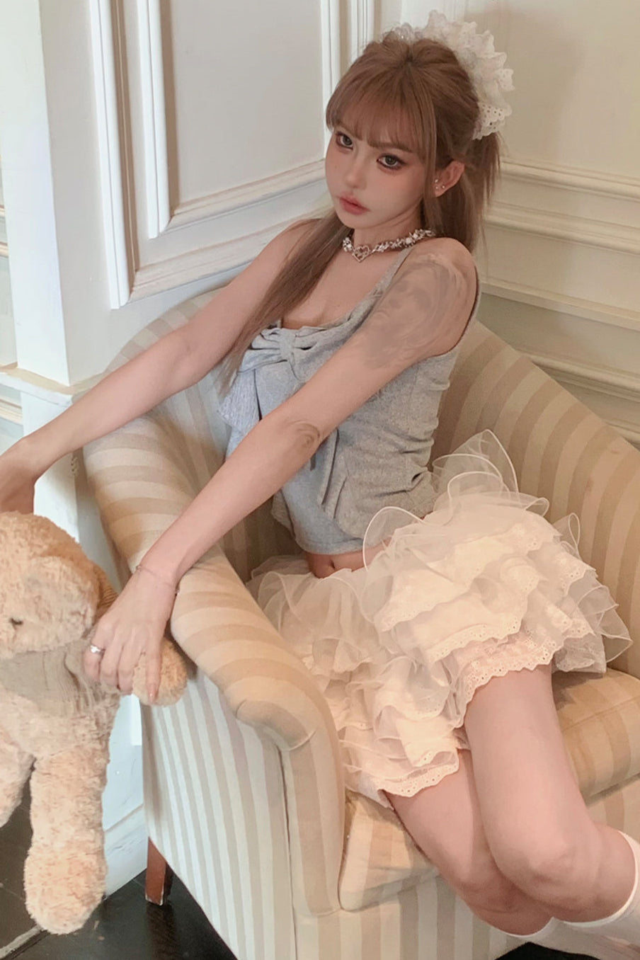 Ribbon Tank Top Ruffle