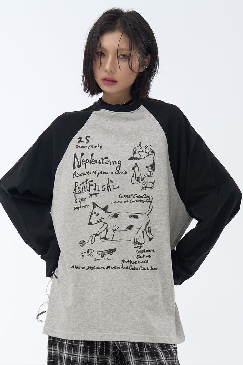 Street T-Shirt Art Patchwork Long Sleeve