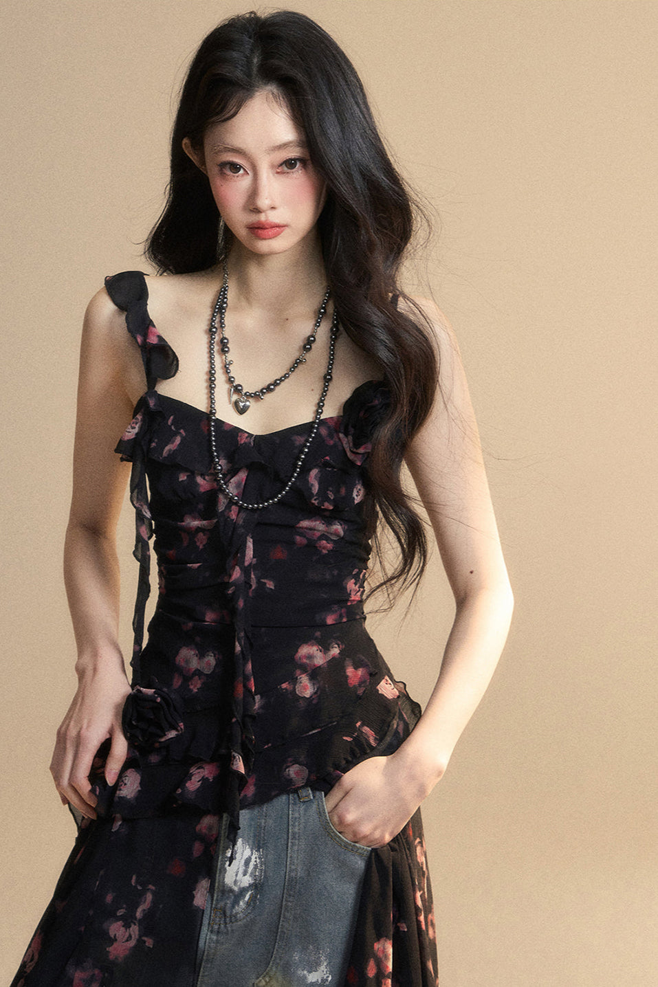 Chiffon Top Asymmetrical Wildflower Reservations Camisole