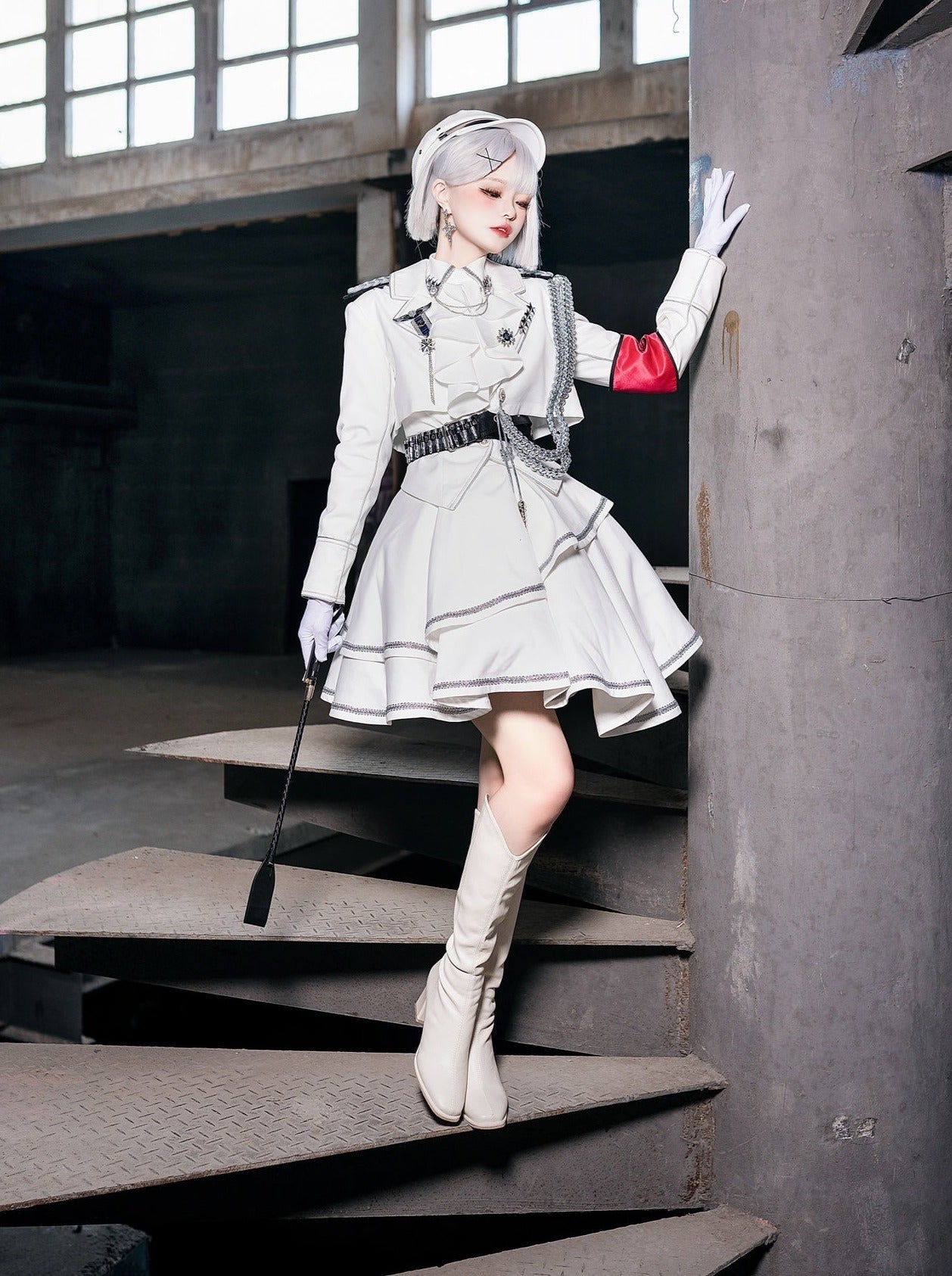 Army Skirt Dark Asymmetrical Military + Uniform + Shirt Mantle