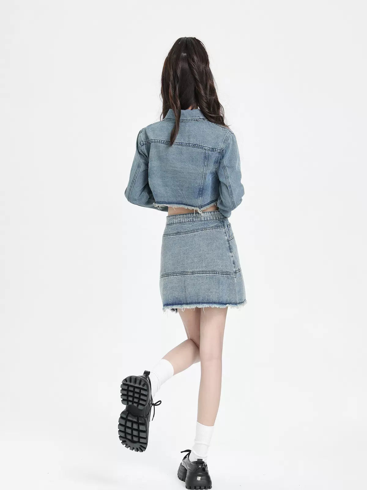 Veste rétro jupe denim + short américain