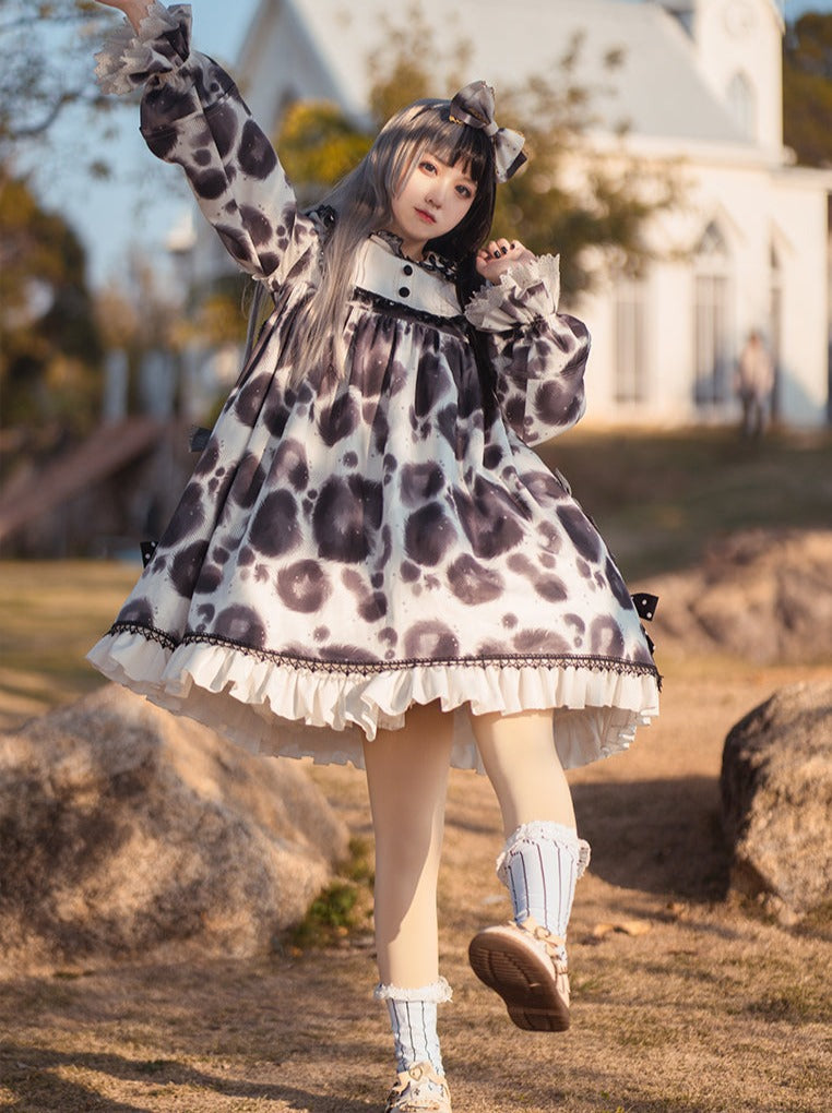 ヒョウ柄ワンピース ボリュームドット ロリータ