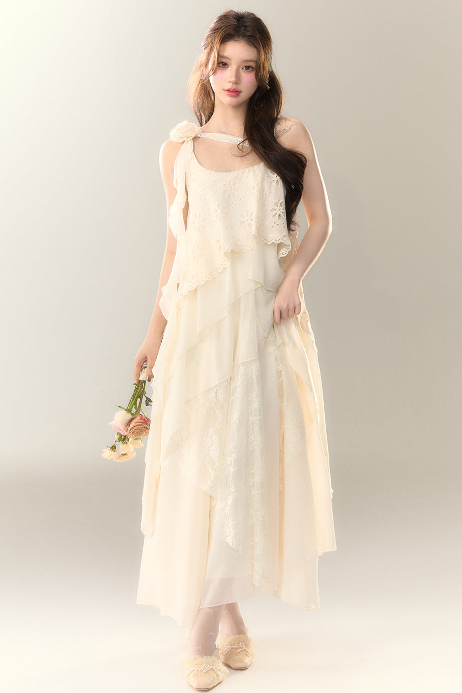Roselle Irregular Dress Long Multi-Layered Heavy Skirt