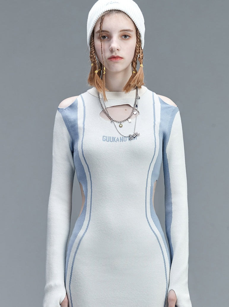 Sportliches, enges Kleid-Spleißen