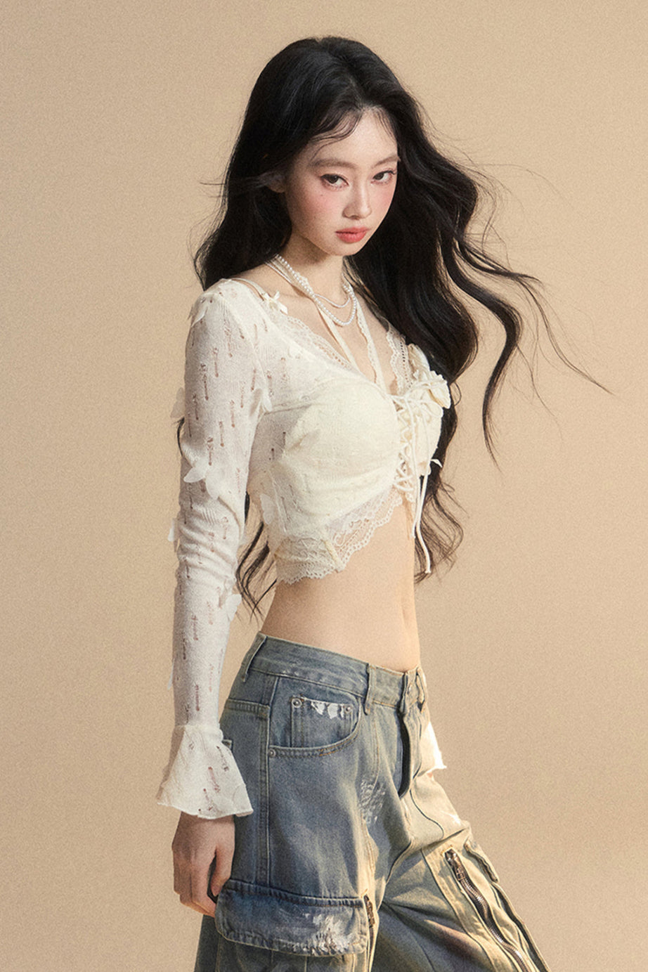 short cardigan Rail inner + halter neck
