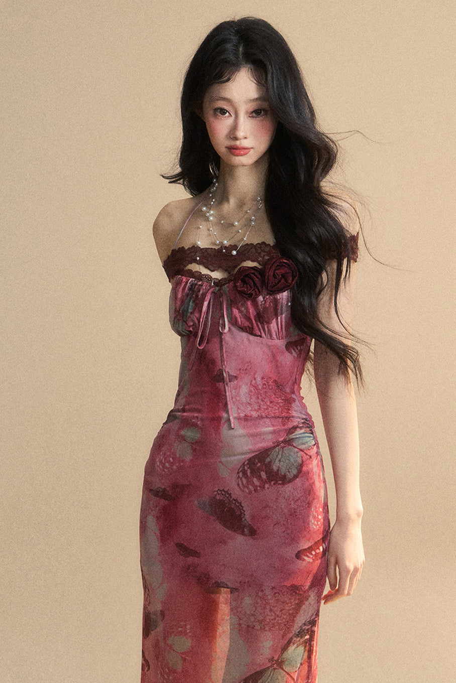 Lace Backless Maxi Dress