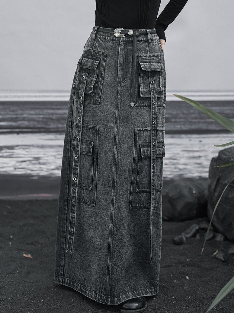 ロングデニムオシュスカート