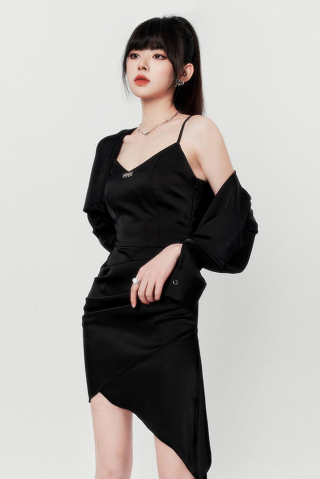 Mode Satin Wrap Dress + Shirt Halter