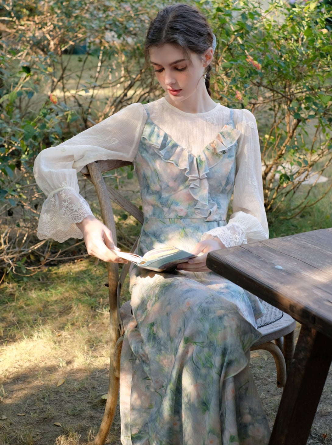 Morning Smoke + Camisole Dress Blue Blouse Mist Chiffon