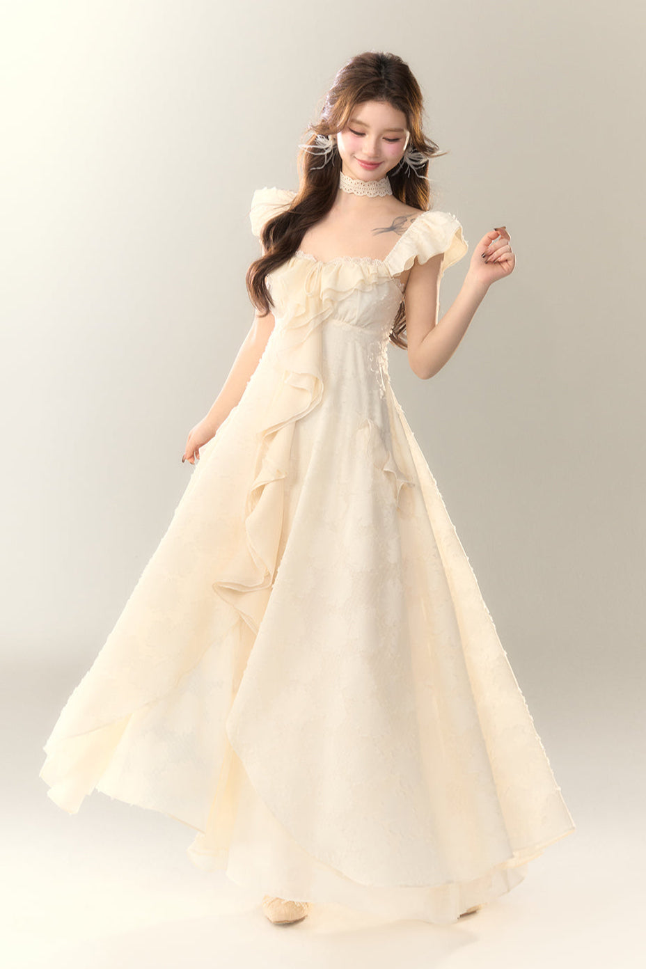 Jacquard Holiday Dress Frilled