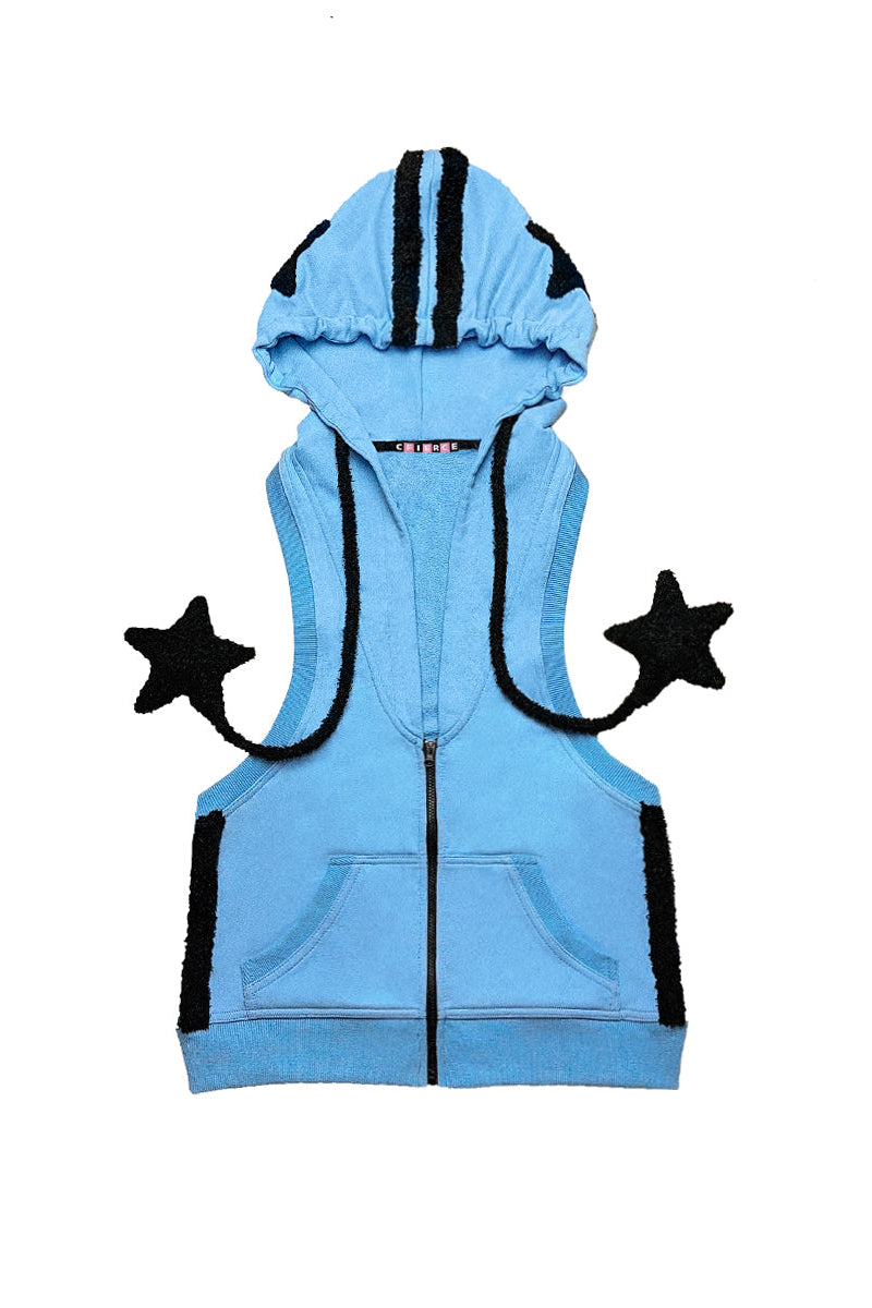 Zip-Up Hooded Sleeveless Vest Star
