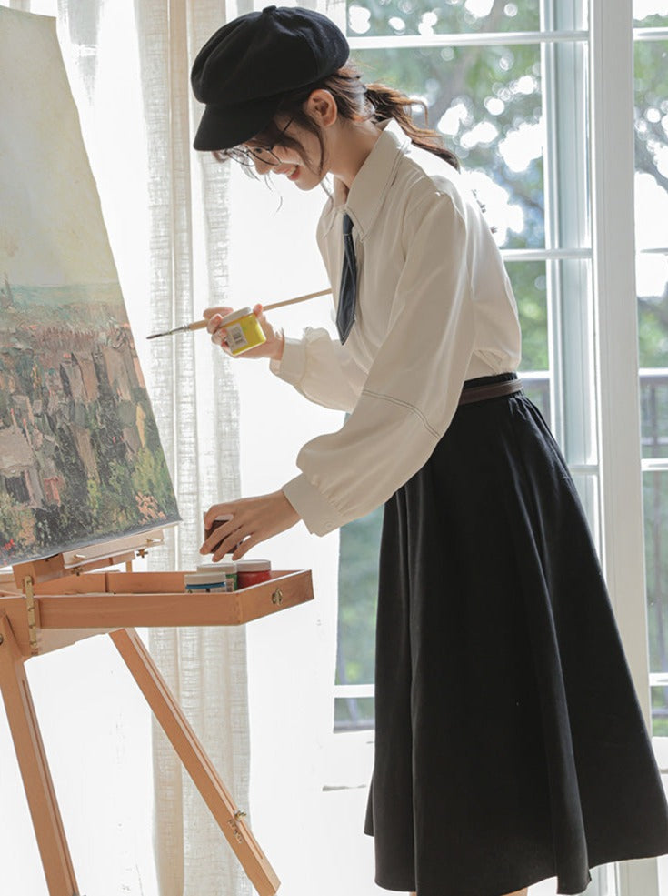 Shirt + Skirt Flared Wool Preppy