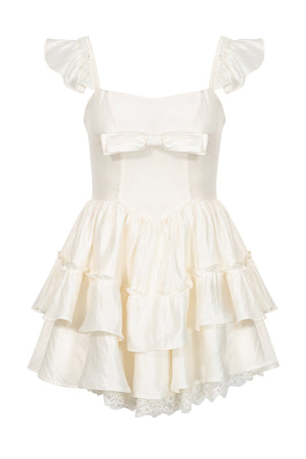 Flying Cream Dress Lace Sleeve Shoe Puffy