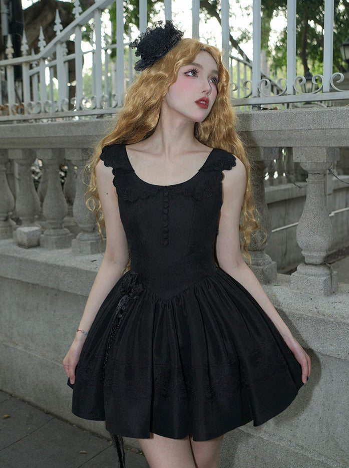 Chemisier en dentelle blanche + veste noire, robe classique noire, style gothique et nuit à volants, voyageuse