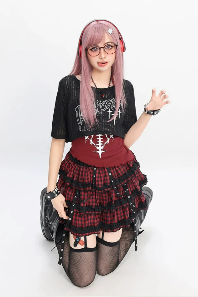 Asian vest Y2K and smock skirt Light