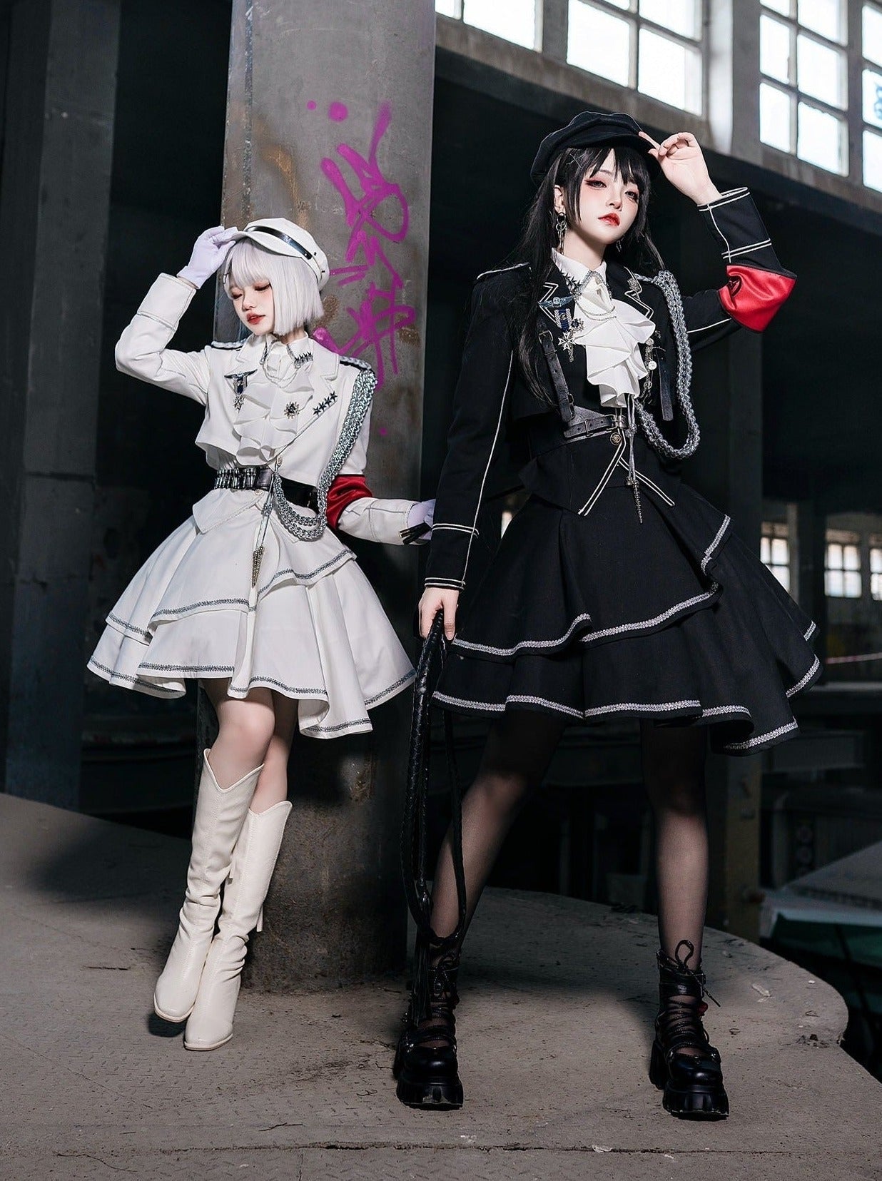 Army Skirt Dark Asymmetrical Military + Uniform + Shirt Mantle