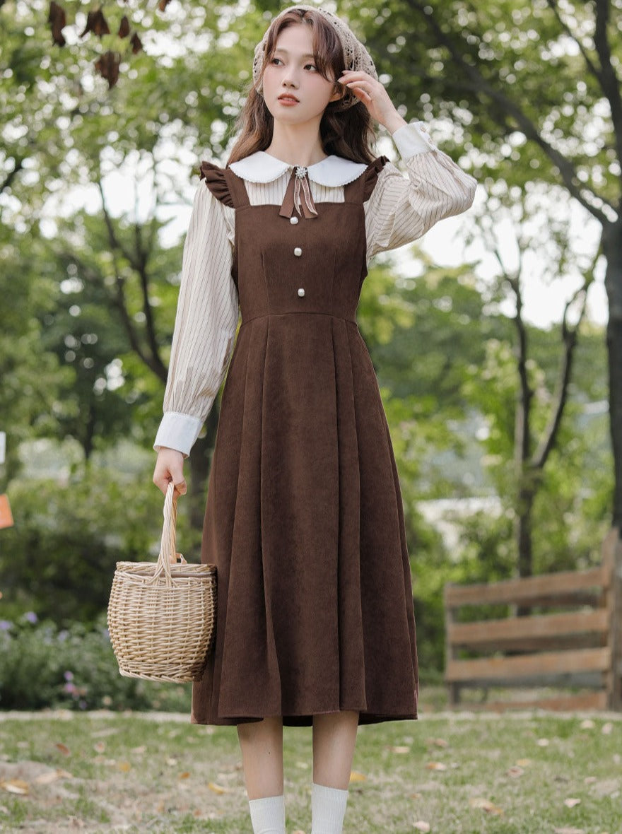 Style College Piece Suspender Shirt Two Dress American