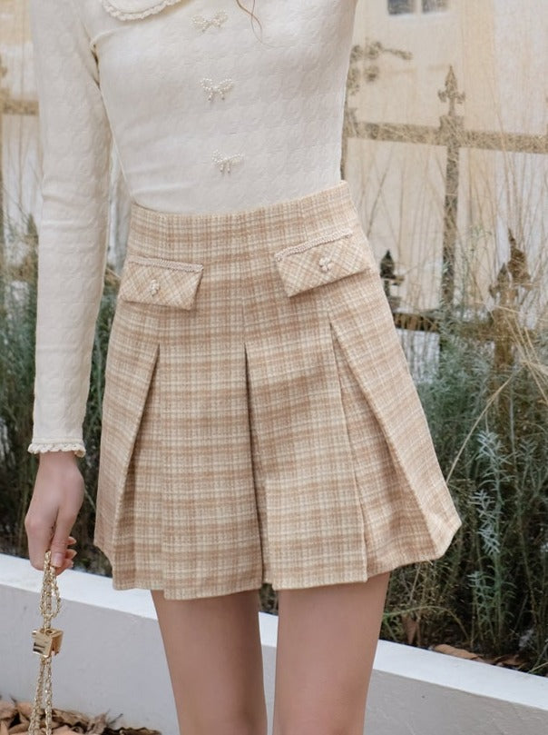 Top French Yellow Skirt Check Milkshake
