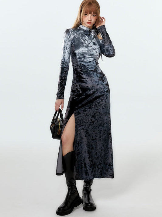 Velvet Dark Slim Dress Mode