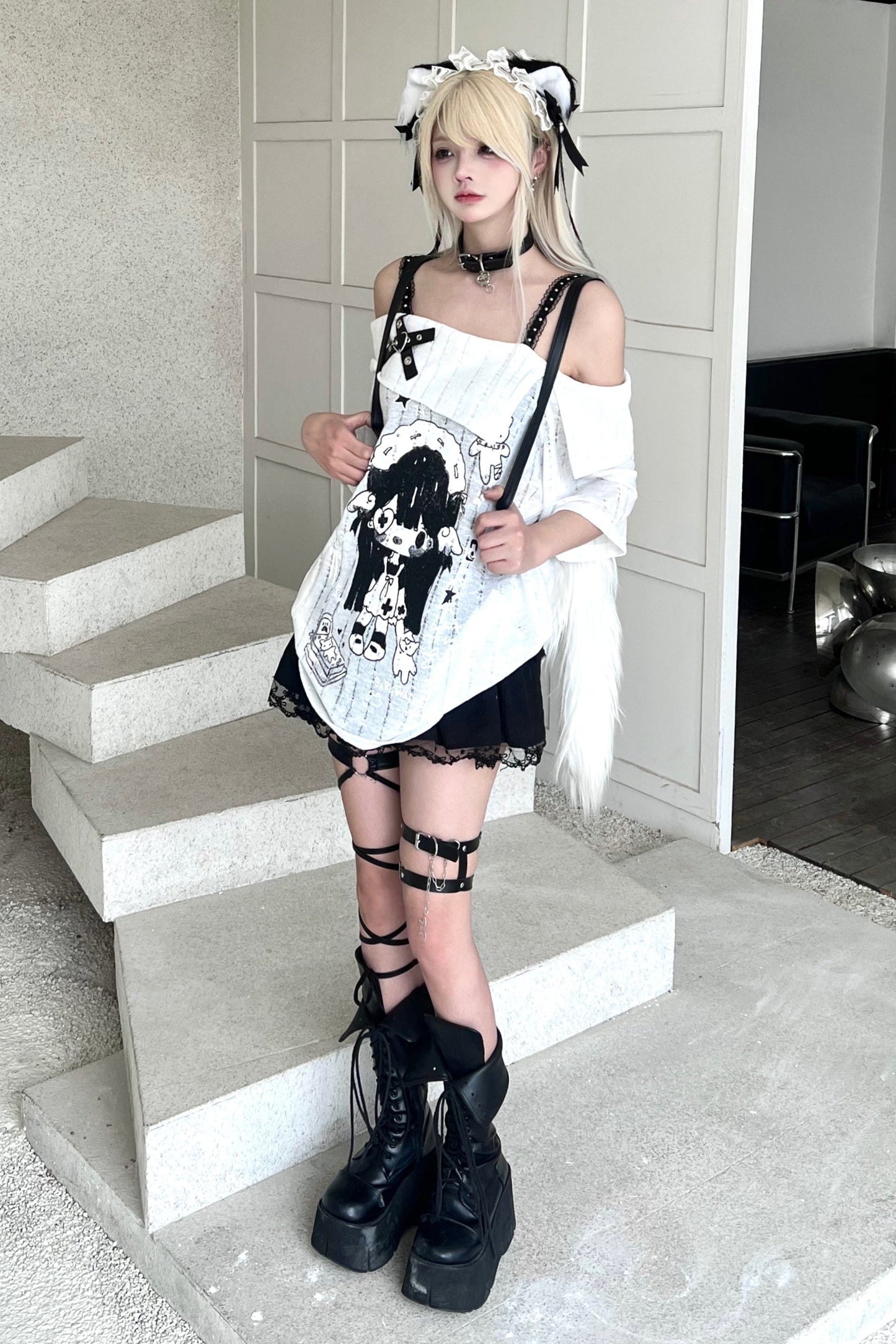 Sweet Top Print Smock Anime