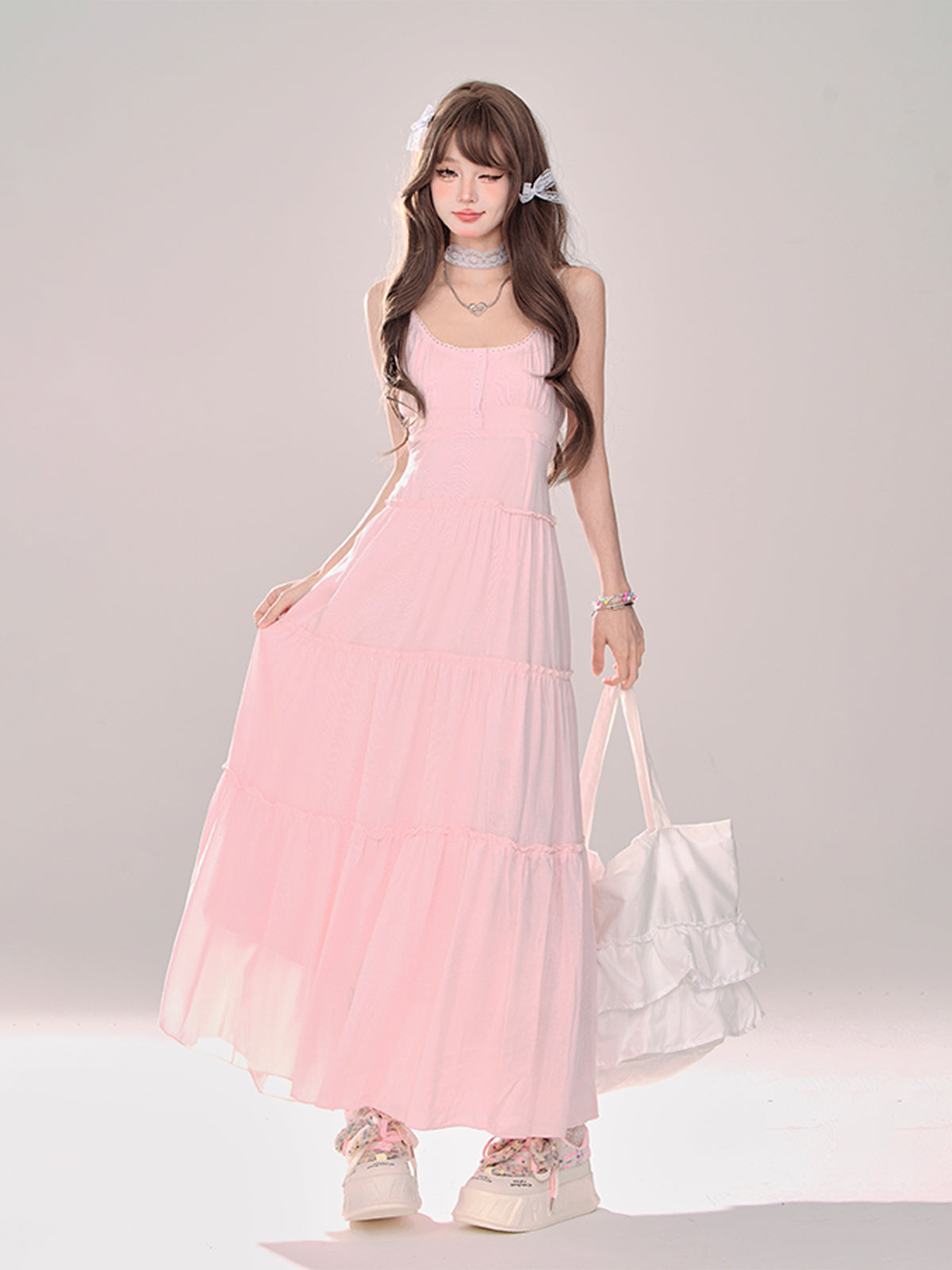 Moonlight + Cardigan Suspender Knit Summer Dress Sheer
