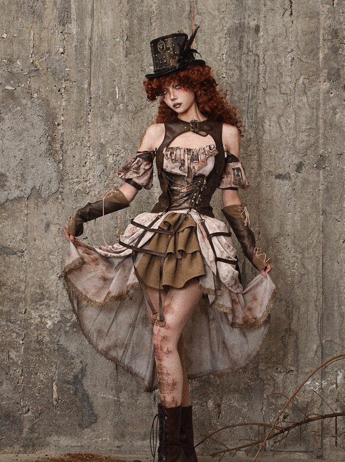 Gilet d'oiseau rétro en cuir style steampunk