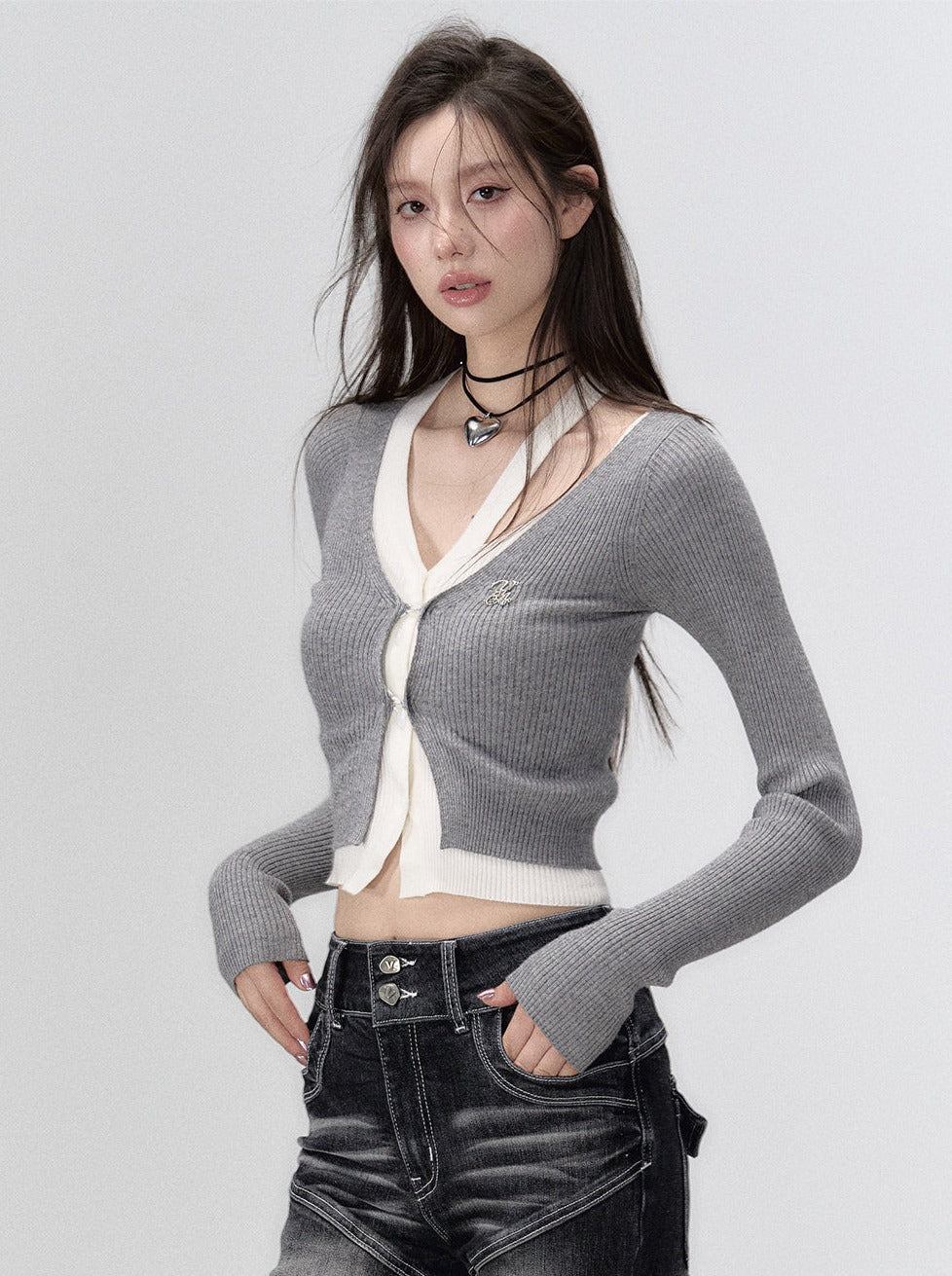 Short Faux Two-piece Sweater