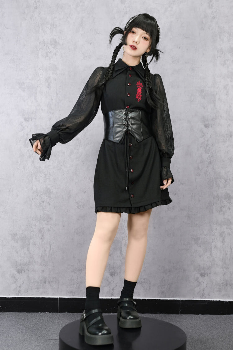 Dress Lantern Chinese Sleeve Sheer