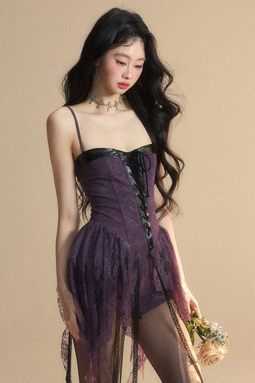 Dress Dark Halter Lace French