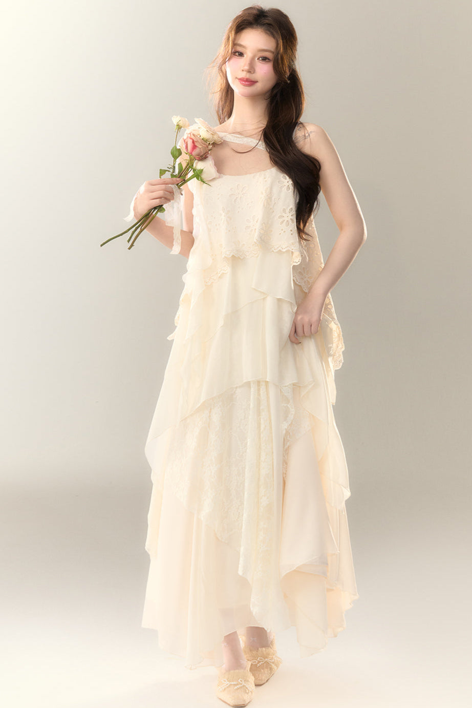 Roselle Irregular Dress Long Multi-Layered Heavy Skirt