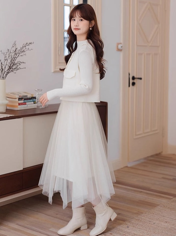 Robe gilet élégante en tulle parfumé transparent et court