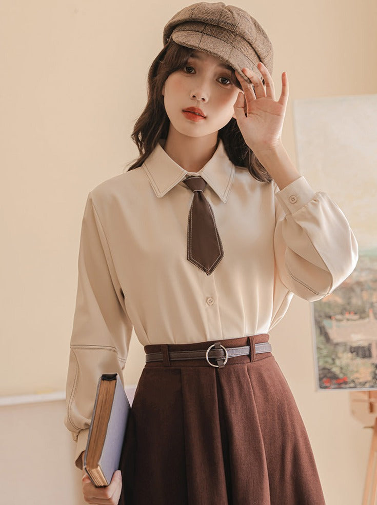 Shirt + Skirt Flared Wool Preppy