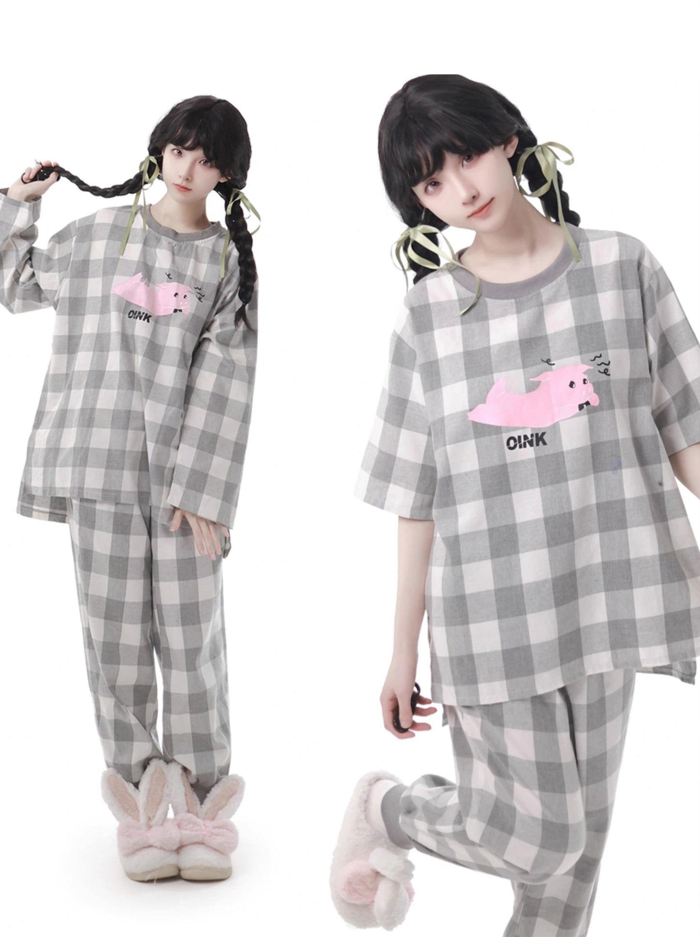 Soft Cotton Pajamas Loungewear Casual Check
