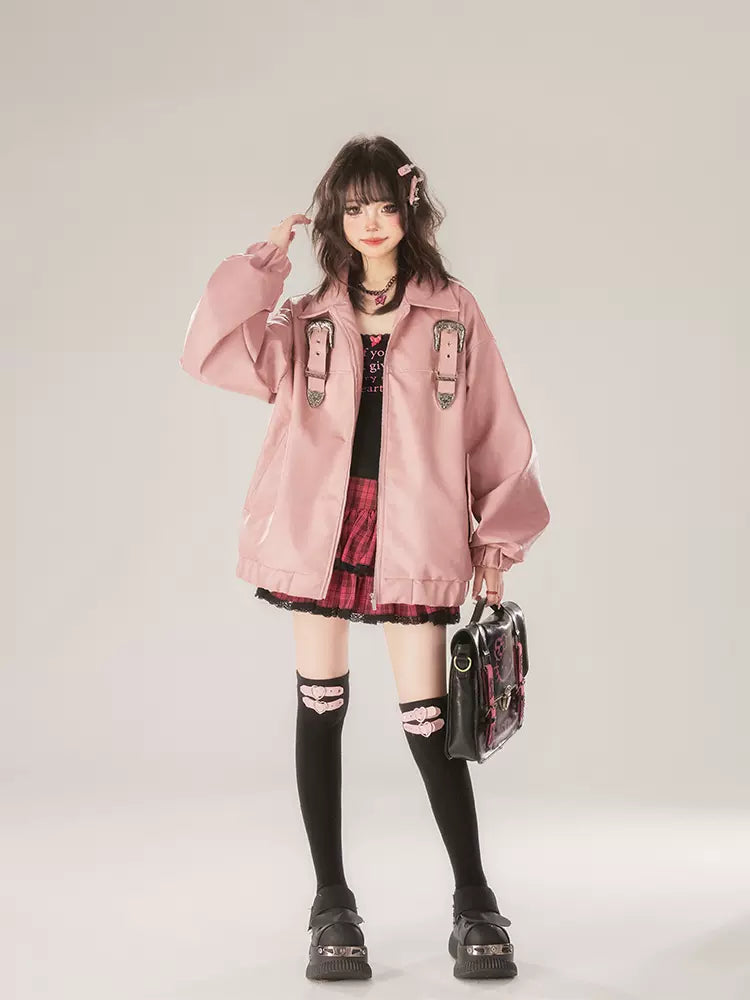 Skirt Ribbon + Top Cake Cami Print Check Black
