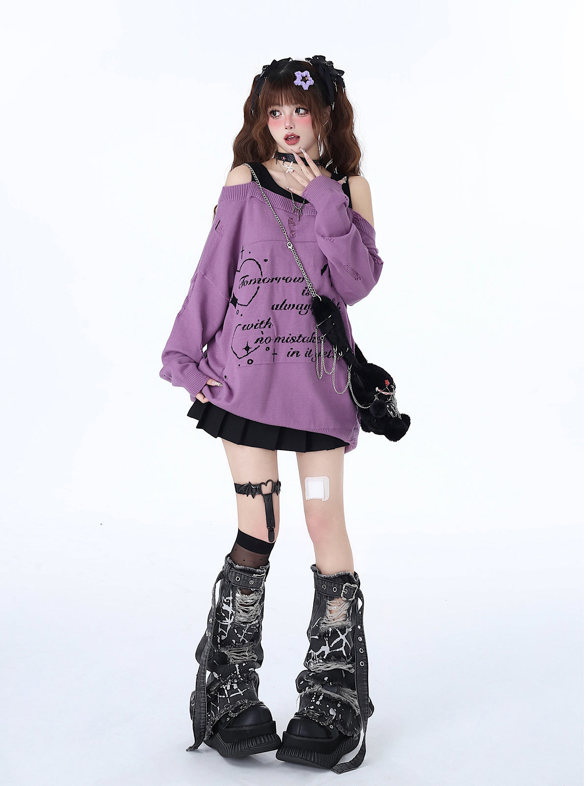 Haut deux pièces à épaules dénudées, style décontracté et cool, effet faux-sucré, pour une fille adorable