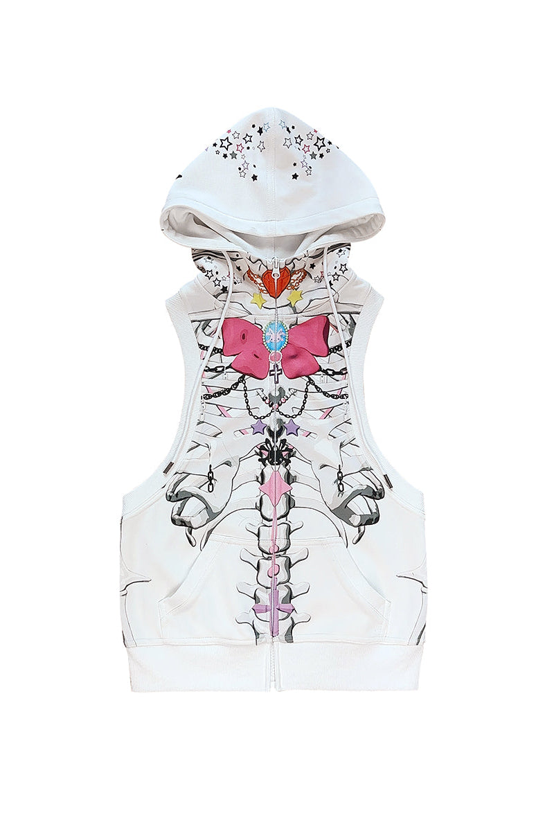 vest Ribbon skull hooded