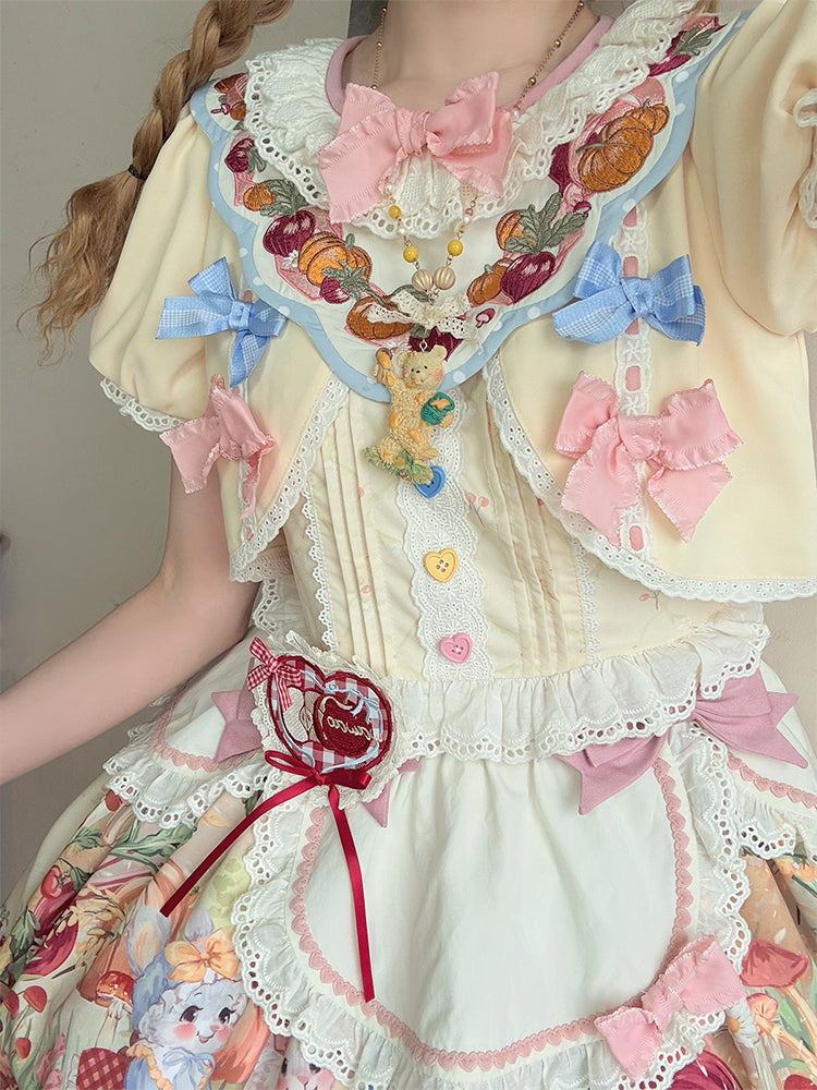 Apron + Reservations Suspender Print Dress Layered Carrot