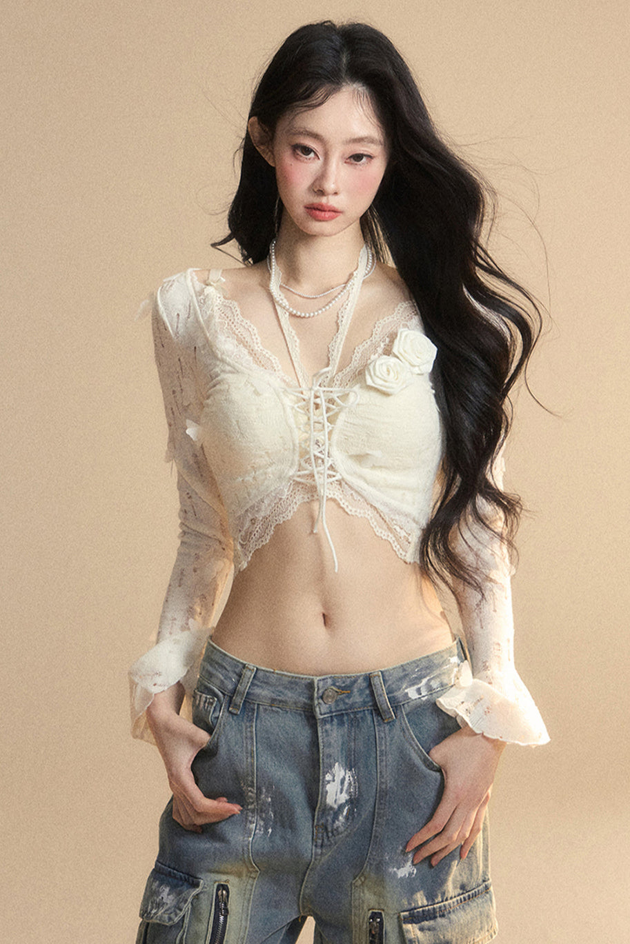 short cardigan Rail inner + halter neck