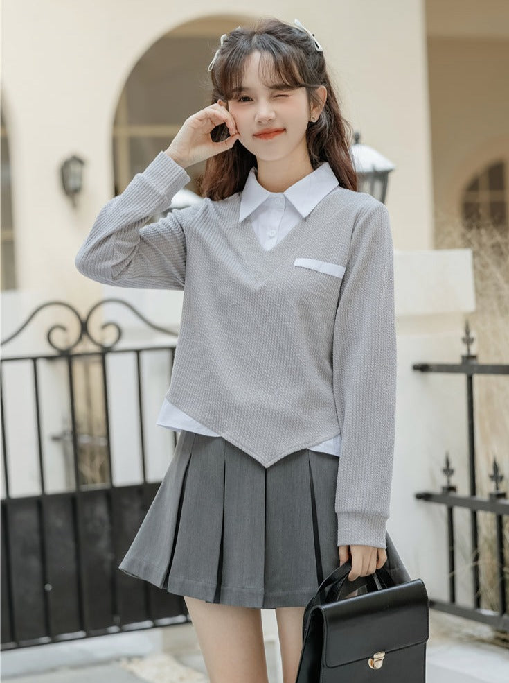 Hauts universitaires asymétriques style rétro décontracté