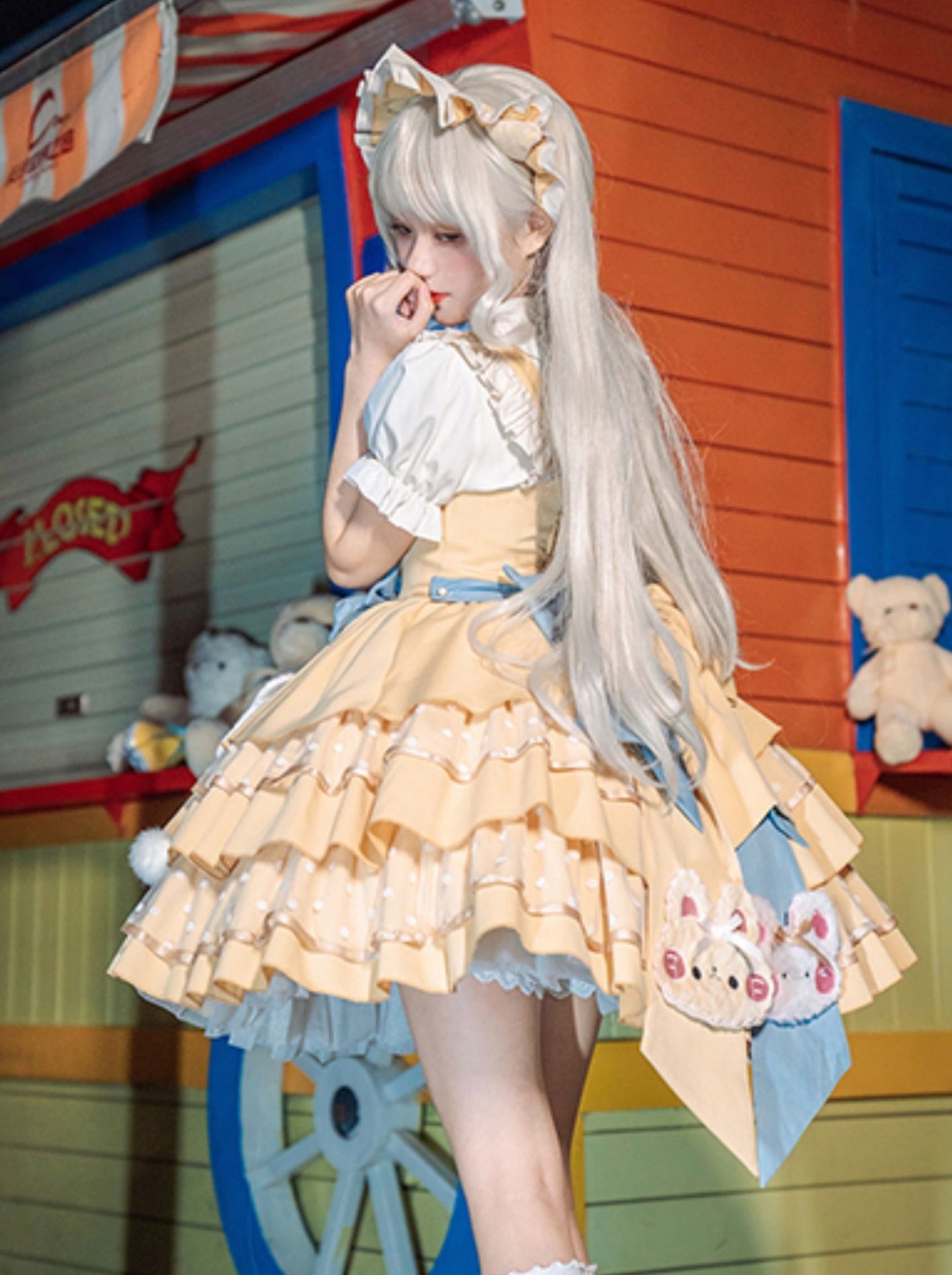 Bare Cheese Dress Tiered Lolita Doll Sleeve Puff Shirt