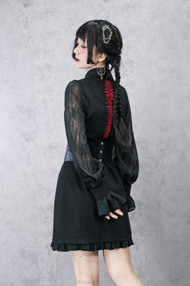Dress Lantern Chinese Sleeve Sheer