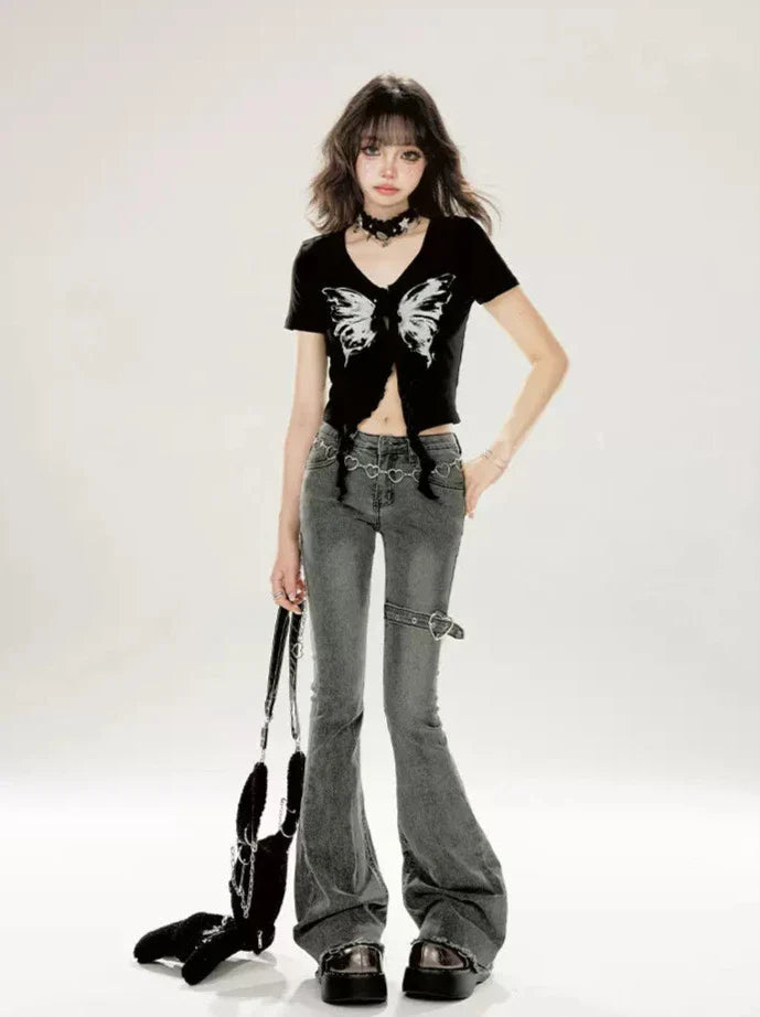 Short Black Top Butterfly Slim