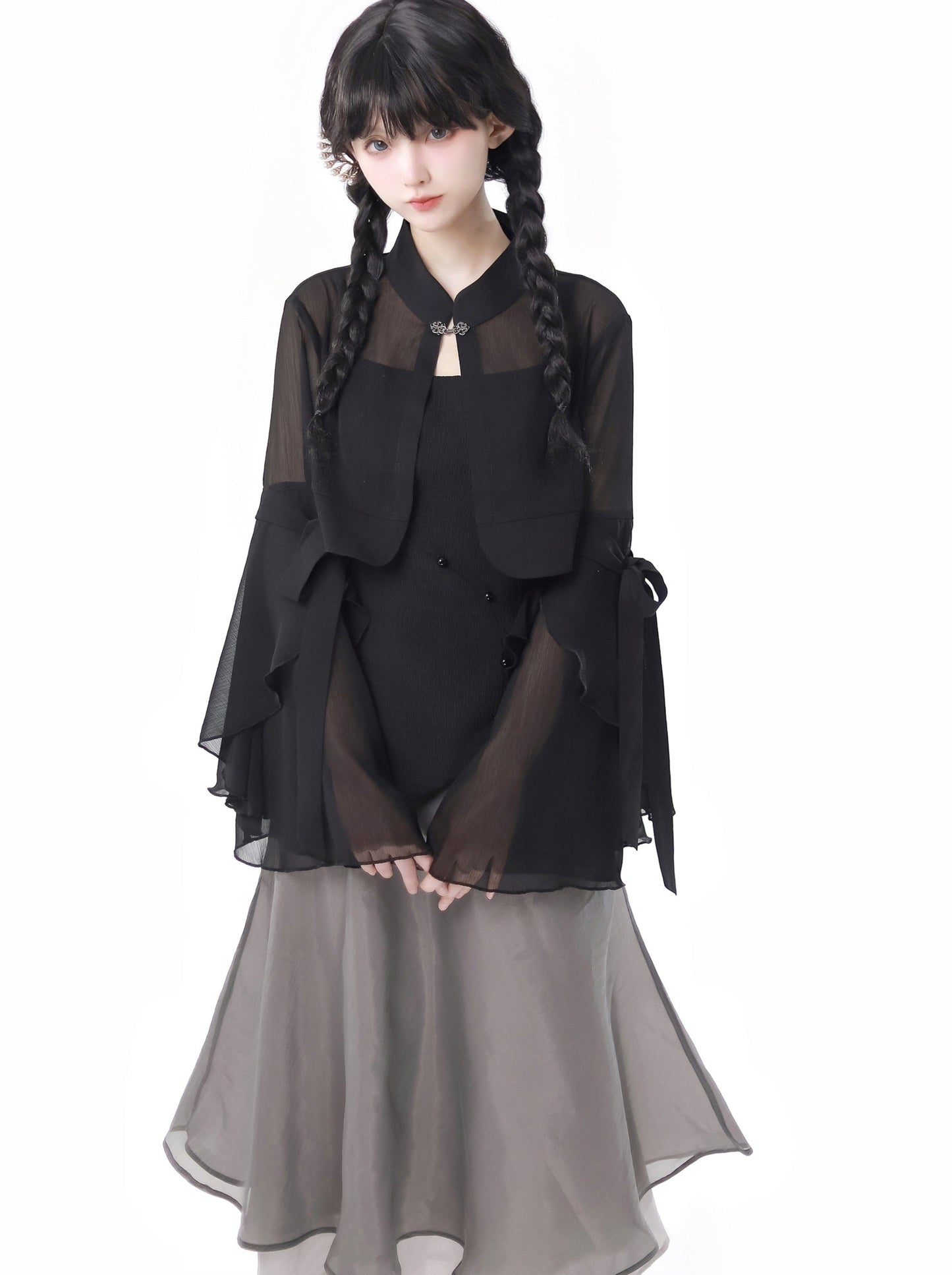 Shirt Top Dress Calligraphy Chiffon Suspender Chiffon Skirt