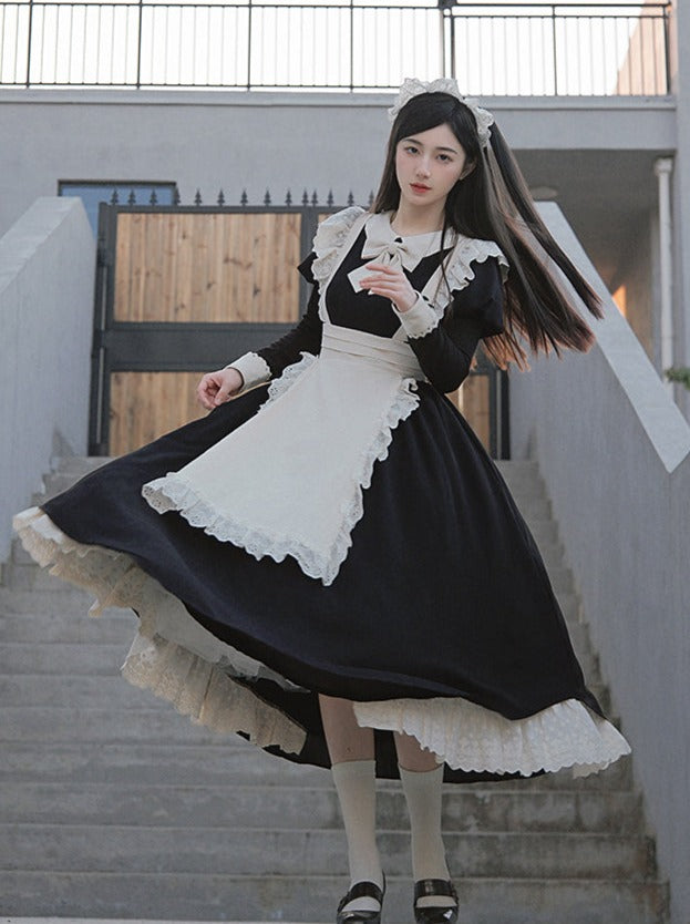 Maid Dress Lace Pleated