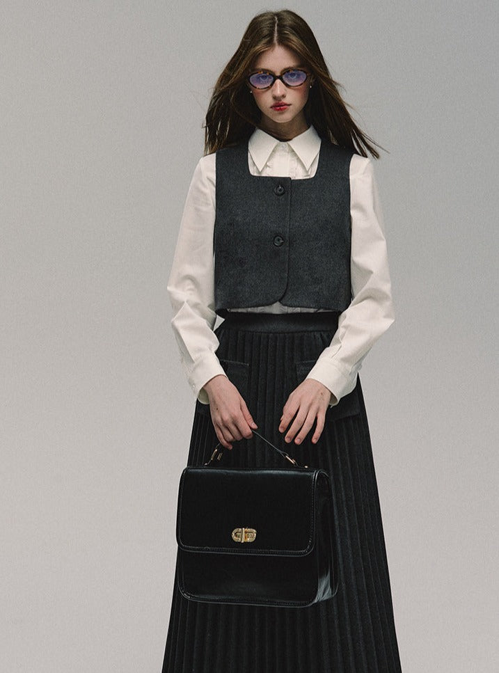 Gray College Long Skirt Best Bethi Barka Pleated
