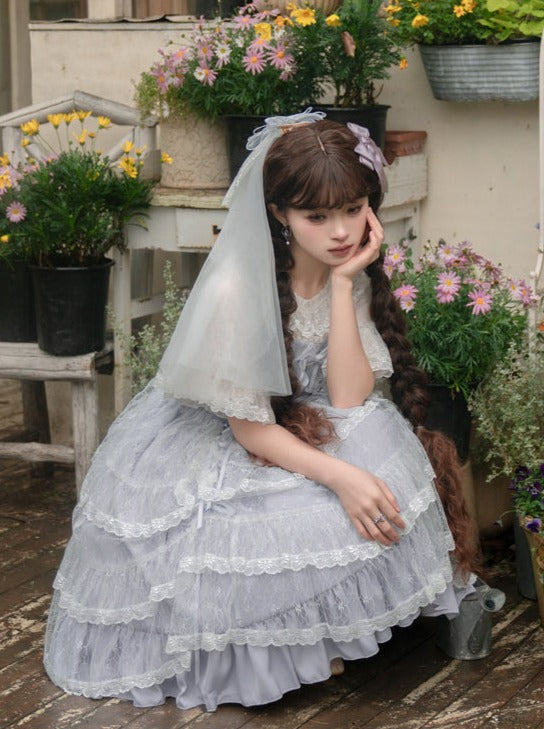 Chiffon Lolita Suspender Top Blue Skirt Girly + Summer