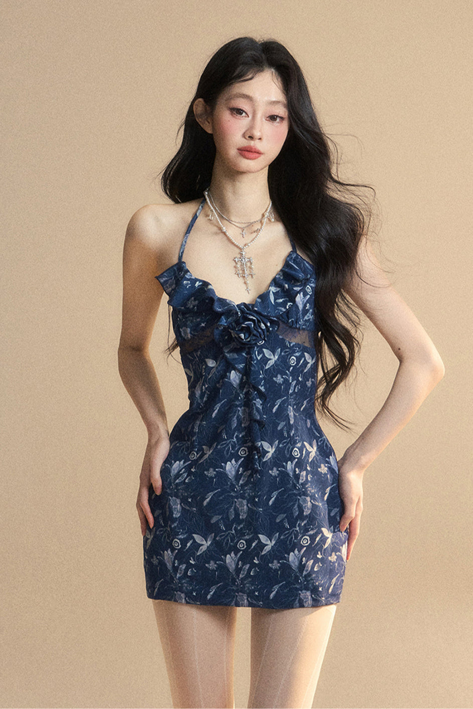 One-Shoulder Mini Dress Floral