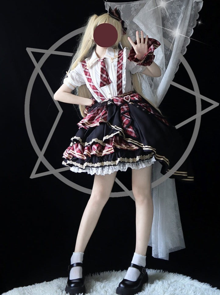 Top Skirt Check Idol Ruffle Tiered Check Lolita