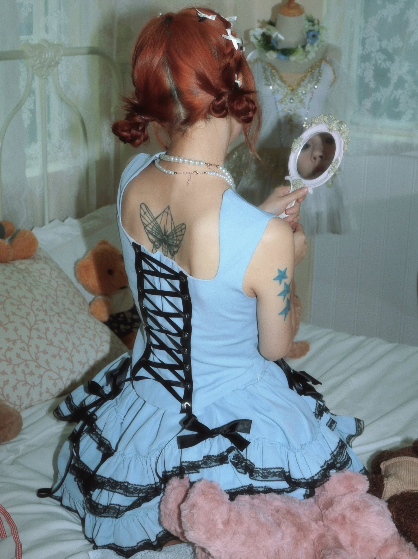 Rock Subculture Lace Up Cake Top Strap Princess Set + Weste